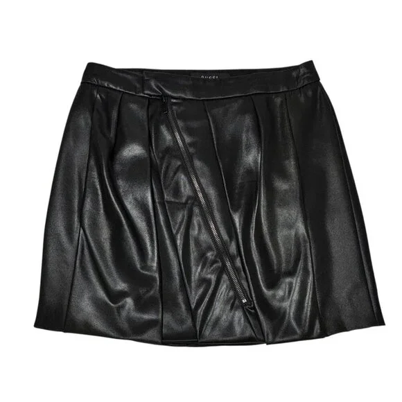 Gucci Black Mini Skirt SZ 6 Black Silk Blend Zipper Contemporary Designer